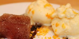 Gominolas de patxarÃ¡n con helado de naranja