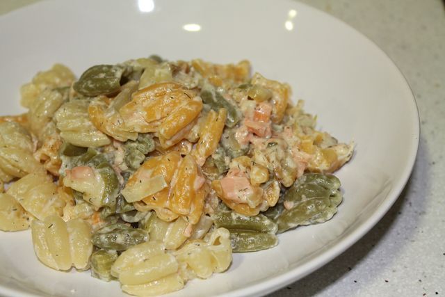 Pasta con salmÃ³n y queso