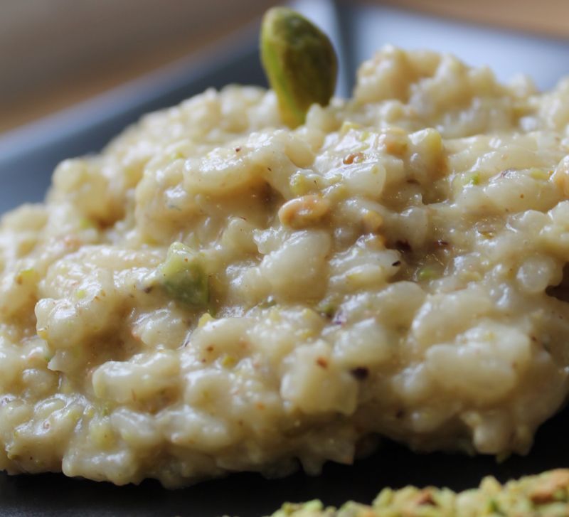 Risotto de pistachos y gorgonzola